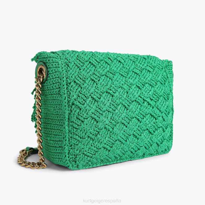 Kurt Geiger mujer flecos de crochet londres kensington 2LPR45 | bolsas verde